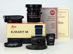 D7182 01 OBIETTIVO LEITZ ELMARIT-M 21:2,8 "11134" 3267XXX IMBALLO + FILTRO UV LEICA + PARALUCE + MIRINO LEICA 21 MM ASTUCCIO