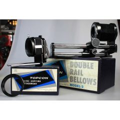 Topcon soffietto macro Model-3 (doppia slitta) imballo + dupli dia imballo Topcon soffietto macro Model-3 (doppia slitta) imballo + dupli dia imballo